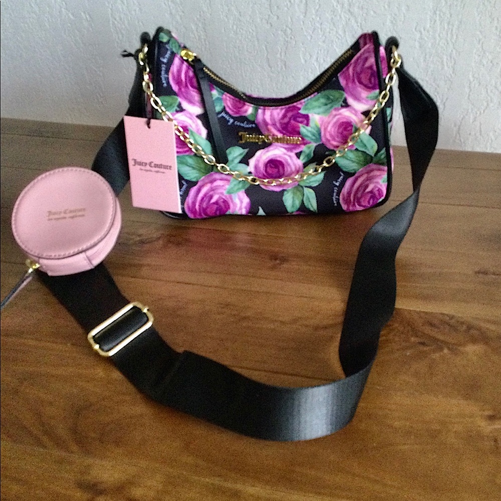 NWT JUICY COUTURE MOODY GARDENS BLACK ‘CHAINS IN LOVE” CROSSBODY
